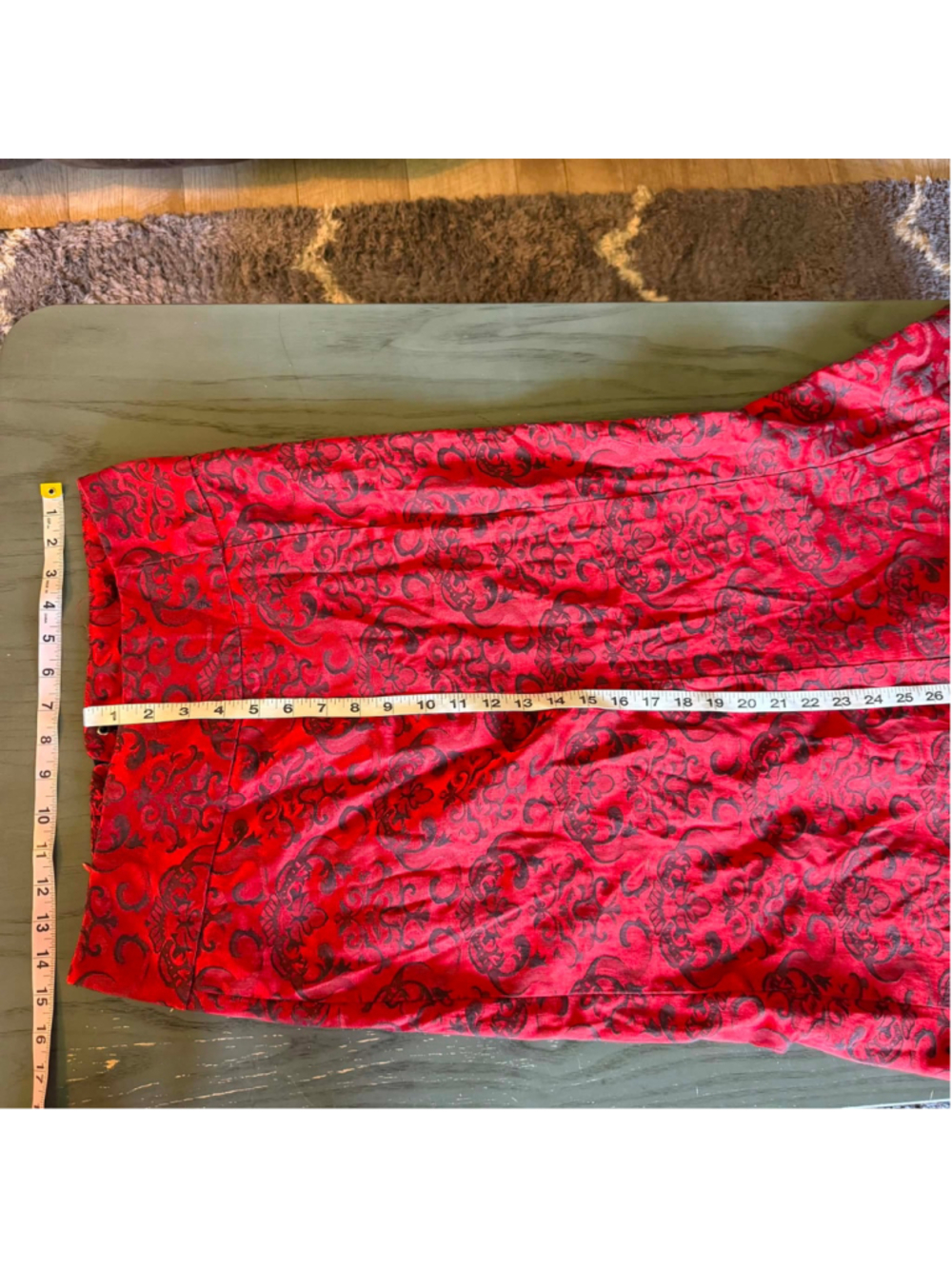 Belle Poque Red Black Brocade Corset Lace-Up Ruffled Maxi Skirt Gothic Victorian - Picture 11 of 13
